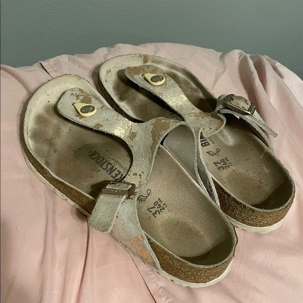 Birkenstock Gizeh Vintage Metallic Rose Copper Suede Nar Size 37 EU/6.5 US - Picture 3 of 10